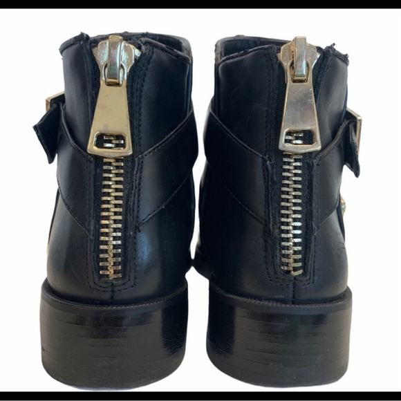Zara black ankle booties gold buckle zipper - Picture 5 of 8
